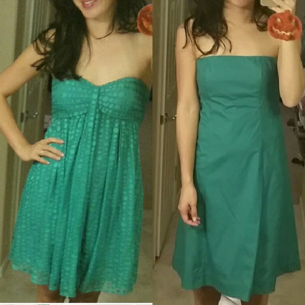 2 green strapless dresses size 6 and size 4